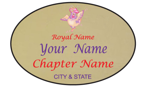 Gold Oval name Badge Artwork 27 pink w hat